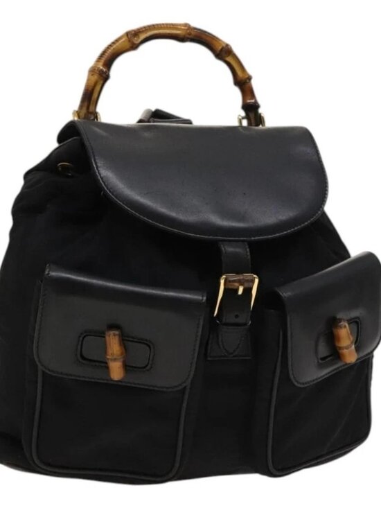 GUCCI Bamboo Backpack Leather Black Auth th5812 main image 10